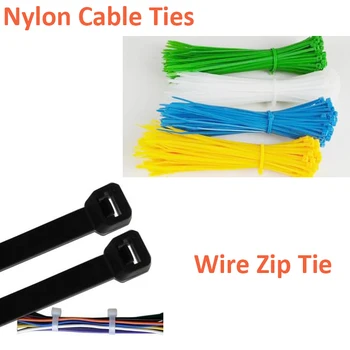  Высокое качество 250 шт./лот 5 * 250 мм Самоблокирующиеся нейлоновые кабельные стяжки, используемые для электрического провода / кабеля, черные проволочные стяжки 25 см