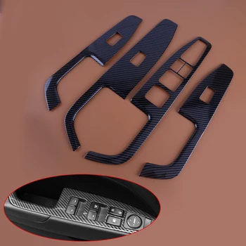  черный карбоновый волокно ABS Панель переключателя стеклоподъемника Комплект отделки Подходит для Hyundai Elantra 2017 2018 2019 2020 LHD