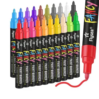  Paint Pens Paint Markers, 20 цветов Набор водостойких маркеров для краски на масляной основе, никогда не выцветает, быстро сохнет и остается постоянным