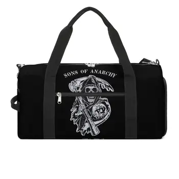 Sons of Anarchy Спортивная сумка Череп Хэллоуин Путешествия Тренировки Спортивные сумки Пара Пользовательские аксессуары для тренажерного зала Сумка для фитнеса Оксфордские сумки
