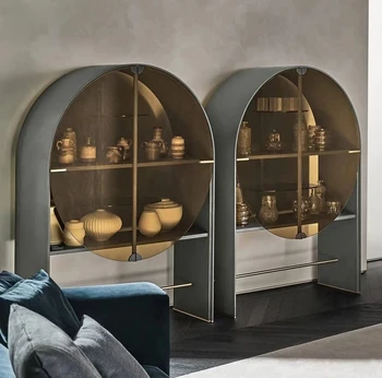Роскошный высококачественный стеклянный арочный шкаф Уникальный дизайн Барная стойка Шкаф для хранения Столовая Мебель Винный шкаф