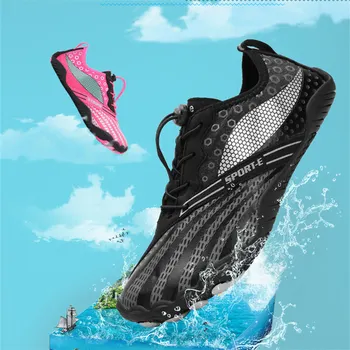 2021 Новые Мужчины Акваобувь Быстросохнущая пляжная обувь Женские дышащие кроссовки Босиком Вверх по течению Водная обувь Плавание Пешие прогулки Спорт