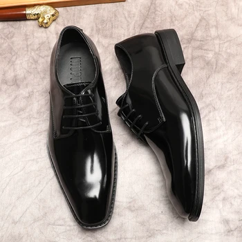оксфордская обувь для мужчин оригинальная натуральная коровья кожа мужская классическая обувь модная черная коричневая на шнуровке свадебная мужская деловая вечерняя обувь