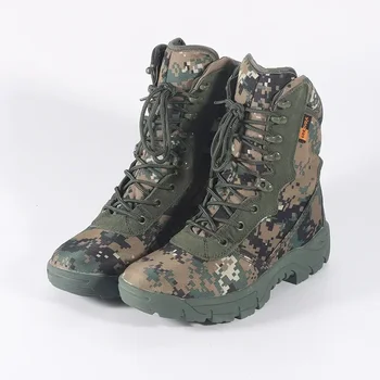 Мужчины На открытом воздухе Походные ботинки Мода Спорт Армия Зеленый Камуфляж Джунгли Внедорожные Военные Ботинки Противоскользящие Снегоступы Износостойкие