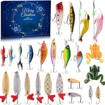 Уникальный набор приманок для рождественской рыбалки Адвент-календарь Адвент-календарь Набор для рыбалки Идеальная подарочная коробка для рыбаков Взрослые Мужчины Подростки Мальчики