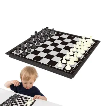  Дорожный шахматный набор Магнитный складной магнит Шахматная доска Портативный шахматный набор Набор для настольных игр 9,8X9,8 дюйма Образовательная Монтессори