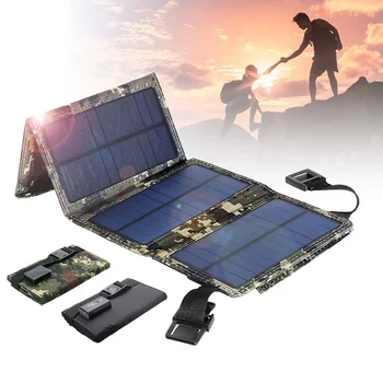  20 Вт 5 В Складная солнечная панель USB Sunpower Солнечные батареи Банковская упаковка Водонепроницаемая солнечная пластина для кемпинга на открытом воздухе Пешие прогулки