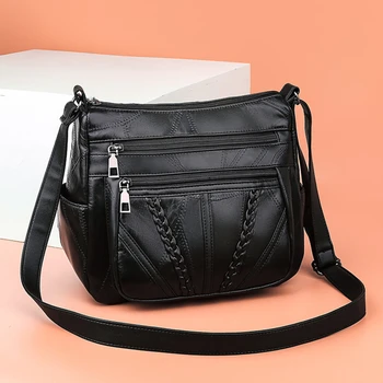 Женская мягкая кожаная сумка через плечо Сумка через плечо с несколькими карманами Высококачественные маленькие сумки-мессенджеры Дизайнерская сумка для женщин Bolso