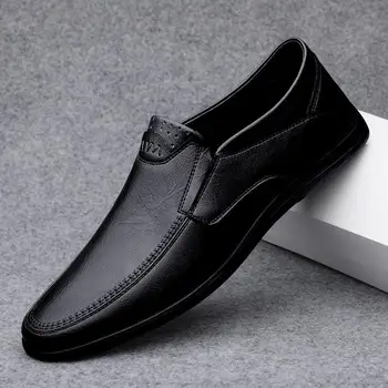 Мужская обувь 2023 Новая натуральная кожа Doug Shoes Мужская мягкая кожаная обувь с мягким низом Lofter Business Casual Leather Shoes