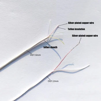  Сверхтонкий 2-жильный 4-жильный посеребренный провод в оболочке из ПТФЭ Telflon Высокотемпературный сигнальный кабель Наружный диаметр 1,2 / 1,6 мм