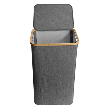 Корзина для одежды с крышкой,Бамбуковые корзины для грязного белья с ручкой,Складная корзина для белья для организации одежды