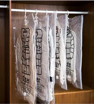  Подвесные вакуумные мешки для хранения с обратными клапанами Многоразовый компактный органайзер для одеял Одежда Стеганое одеяло Пуховик Одежда