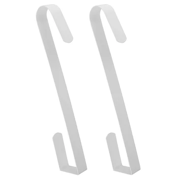 2X Крючок для венка над дверью - Тонкий металлический держатель венка над дверью Сезонная вешалка для передней или задней двери (белая)