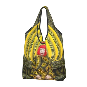 Yayoi Kusama Сумка для покупок продуктов Kawaii Shopper Сумка на плечо Портативная сумка большой емкости Pumkin Абстрактная живопись