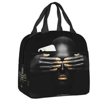 African Queen Термоизолированная сумка для ланча Женщины Красивые Черные Девушки Портативная сумка для обеда для детей Коробка с едой для школьников