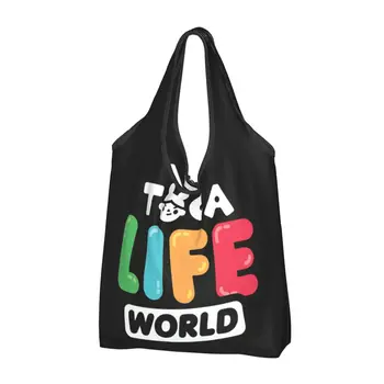 Toca Life World Game Toca Boca Продуктовая сумка Прочная Большая Многоразовая Перерабатываемая Складная Эко Сумка Для Покупок Моющаяся С Чехлом