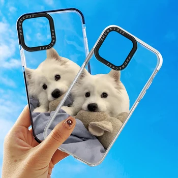 Чехол для собаки с милым животным для IPhone 14 13 12 11 ProMax Mini Plus XR XS Max 7 8 SE 2022 Прозрачная защитная задняя крышка Carcasa