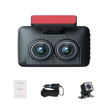 4-дюймовый 1080P Трехлинзовый автомобильный регистратор с мониторингом парковки Резервная видеокамера вождения для автомобиля