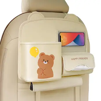 Универсальный автомобиль на заднем сиденье сумка для хранения органайзер багажник PU кожа авто сиденье спинка ткань зонтик хранение повесить сумку мусорное ведро мультфильм