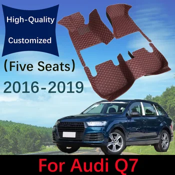 Изготовленные на заказ кожаные автомобильные коврики для Audi Q7 (пять мест) 2016 2017 2018 2019 Автомобильные ковры Коврики Подножки для ног Аксессуары