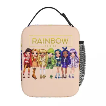 Rainbow High Cute Girls Термоизолированные сумки для ланча для школы Портативный холодильник для еды Термоланч