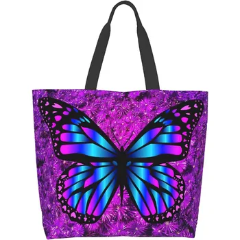  фиолетовая бабочка большая сумка для женщин пляжная сумка портативная водонепроницаемая сумка многоразовые сумки для магазина в тренажерном зале