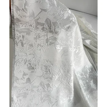 Белая жаккардовая ткань рельефная текстура костюма платье платье дизайнер одежды оптом ткань diy швейные метры полиэстер материал