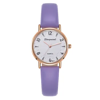 Женские модные часы Повседневные кожаные часы с кожаным ремнем Простые женские кварцевые часы с маленьким циферблатом Всематчевые наручные часы Reloj Mujer