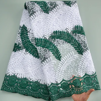 SJD LACE Африканская сетчатая кружевная ткань 2024 Высококачественный французский тюль Молочный шелковый кружево Нигерийская ткань с пайетками для женщин Вечернее платье