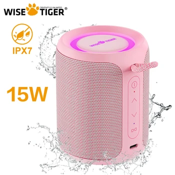WISETIGER P1S Мини-портативная колонка IPX7 Водонепроницаемая звуковая коробка Bass Boost TWS Connection BT5.3 15 Вт RGB Lights Лучшие подарки Динамики