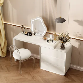 Современные зеркальные ящики для туалетного столика Роскошные белые светильники для хранения туалетного столика Боковая прическа De Chambre Мебель для спальни