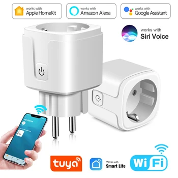 16A Умная розетка EU WiFi Smart Socket Электрические розетки HomeKit Cozylife Tuya APP Управление временем работы с Alexa, Google Siri
