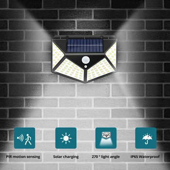 Солнечный настенный светильник PIR датчик движения настенный светильник 4-сторонний светящийся на открытом воздухе водонепроницаемый уличный фонарь на солнечных батареях украшение сада