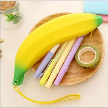  1 шт. Силиконовые фруктовые банановые студенческие принадлежности высокой емкости Сумка для карандашей Пенал Футляр Shool Pencil Box