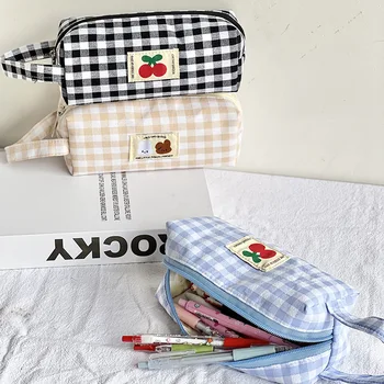 японский стиль сетка карандаш сумка простая большая емкость пенал косметичка сумка для хранения симпатичные канцелярские принадлежности школьные принадлежности