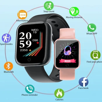 Y68 Смарт-браслет 2023 Реальный подсчет шагов Модный будильник Часы Bluetooth Музыка Фитнес-трекер Спортивные умные часы Android D20