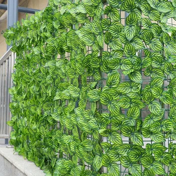 Забор из искусственных растений Зеленые листы Забор Панели Конфиденциальность Забор Экран Для Дома Сад Украшение Двора Наружный Декор Стен