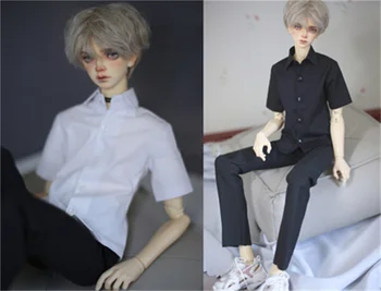 БЖД одежда для куклы, подходящая для 1/3 1/4 POPO68 Дядя размер всематчевая рубашка с короткими рукавами черно-белый, 2 цвета, аксессуары для кукол