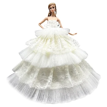 NK 1 шт. 30 см принцесса мода белое свадебное платье кружево skir благородная одежда фантазия для куклы Барби аксессуары подарок игрушка