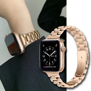 Ремешок из розового золота для Apple Watch Band 7 6 5 4 3 2 1 Se 49 мм 44 мм 40 мм Серебряные стальные ремешки для часов 45 мм 44 45 40 мм Браслеты Iwatch 7