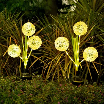 Солнечная трехголовая вилка из одуванчика на открытом воздухе водонепроницаемое растение светлый сад силиконовый газон свет энергия сад украшение сада