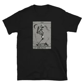 Оккультная карта Таро Смерти XIII Скелет Молящийся Винтаж Колдовство Футболка 100% хлопок с о-образным вырезом и коротким рукавом Повседневная мужская футболка
