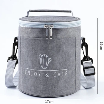  Портативная сумка для ланча большой емкости, утолщенная сумка для ланч-бокса, круглая бочка, изоляционная сумка из алюминиевой фольги, 2021 г. Новинка