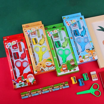 6 шт./компл.,рождественские канцелярские принадлежности,точилка для карандашей,ластики,детские письменные карандаши, карандаш, подарок, школьные канцелярские принадлежности