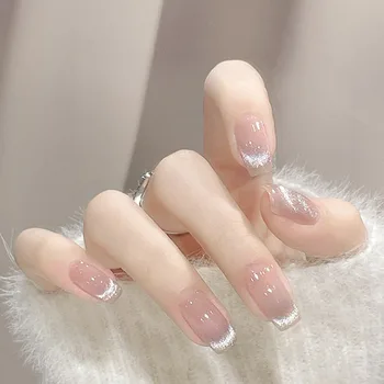 Носимый маникюр Кошачий глаз Накладные ногти Искусственные ногти Средняя / длинная длина Кончики ногтей Полное покрытие Балерина Пресс на ногтях Женщины