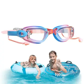 Водные очки для детей Детские очки против царапин и тумана 100 Защита от ультрафиолета Широкий обзор Регулируемый ремень Без утечки Мальчики плавают