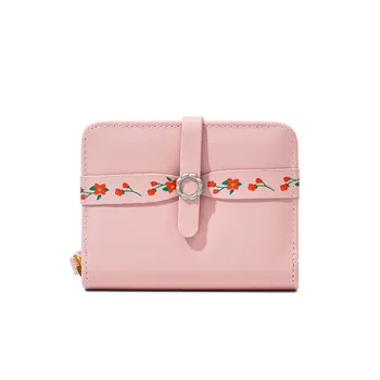 Новый женский короткий складной кошелек Симпатичная цветочная винтажная молния Многофункциональная стильная трансграничная сумка-клатч
