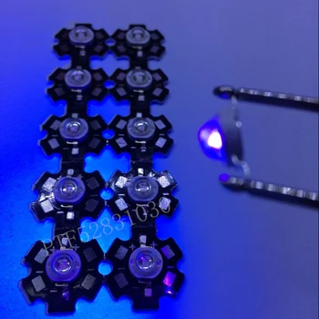 10 шт. 3 Вт Мощный светодиодный УФ-световой чип 395-400 нм ультрафиолетовый с 20-миллиметровой звездообразной печатной платой DIY