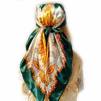 летний солнцезащитный крем популярные шарфы мода для пляжных шалей 90X90 см Роскошная модель Женщины Шелковый хиджаб 2023 Новый дизайн Квадратный платок